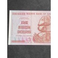Reserve Bank of Zimbabwe 5 Billion Dollars Harare 2008 AA series UNC - as per photograph