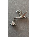 Vintage Sterling Silver Bird Charm with Baby 2.4g - as per photograph