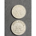 2 x East Africa 1 Shilling 1949/1950 - as per photograph