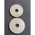 Egypt 5 and 10 Milliemes 1917 - as per photograph