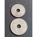 Egypt 5 and 10 Milliemes 1917 - as per photograph