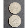 2 x East Africa 1 Shilling 1952 - as per photograph