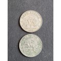 2 x East Africa 1 Shilling 1950 - as per photograph