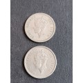 2 x Southern Rhodesia Sixpence 1948/1951 - as per photograph