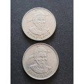 2 x Swaziland One Lilangeni 1974/1981 - as per photograph