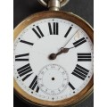 Vintage Golliath Pocket Watch no. 220581 Nickel Plated 60mm x 60mm total weight 197.6 grams