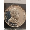 John Vorster 30 Years of the National Party Silver One Ounce Medallion slabbed by SA Gold Coin Exc