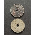 2 x Southern Rhodesia One Pennies 1935/1937 - as per photograph