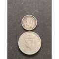 Southern Rhodesia Threepence and One Shilling 1947 - as per photograph