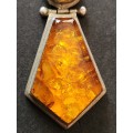 Vintage Sterling Silver and Amber Pendant 10.1g - as per photograph