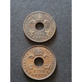 2 x East Africa 5 Cents 1933/1937 - as per photograph