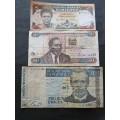 3 x African Notes, Swaziland 2 Elangeni UNC, Kenya 50 Shilingi and Malawi 200 Kwacha Notes