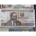 3 x African Notes, Swaziland 2 Elangeni UNC, Kenya 50 Shilingi and Malawi 200 Kwacha Notes