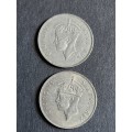 2 x East Africa One Shillings 1950/1952 (nice condition) - as per photograph
