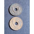 2 x East Africa 10 Cents 1925/1943 - as per photograph