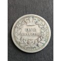 UK Queen Victoria Younghead One Shilling 1857 Silver - as per photograph