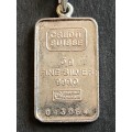 Vintage Credit Swisse 5g 999.0 Fine Silver Bar Pendant - as per photograph
