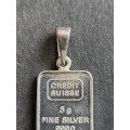 Vintage Credit Swisse 5g 999.0 Fine Silver Bar Pendant - as per photograph