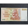 Reserve Bank of Zimbabwe 1000 Dollars Harare 2007 UNC (excellent condition) - as per photograph