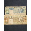 2 x Angola Notes 50/100 Kwanzas - as per photograph