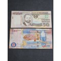 2 x Africa Notes Mozambique 50 Meticais and Zambia 50 000 Kwachas - as per photograph