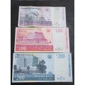 3 x Malawi Notes 20 Kwacha VF, 100 Kwacha VF and 200 Kwacha VF+/UNC- as per photograph