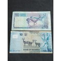 2 x Namibia 10 Dollar Notes ( 2 Governors) nice condition- as per photograph