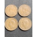 4 x Union One Pennies 1935/1936/1937/1938 - as per photograph
