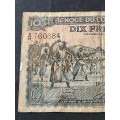 Belgium Congo 10 Francs 15/8/1949 (slight tear on side of note) - as per photograph