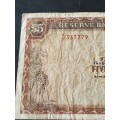 Reserve Bank of Rhodesia 5 Dollars Salisbury 20 October 1978 Rhodes Watermark - as per photograph