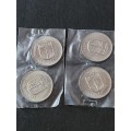 4 x Rhodesia 10 Cents 1975 EF+/UNC- as per photograph