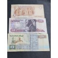 3 x Egyptian Notes 1/10/20 Pounds - as per photograph