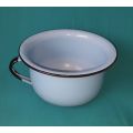 VINTAGE ENAMEL BLUE CHAMBER POT