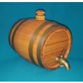NICE WOODEN BARREL WITH BRASS STRIPS