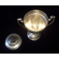 VINTAGE SILVER PLATED EMESS TROPHY WITH LID