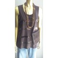 Brown Sleeveless Top With Sequins Medium
