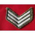 RHODESIAN ARMY SERGEANT COMBAT DRESS EMBROIDERED CLOTH ARM BADGE - UDI PERIOD
