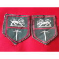 RHODESIAN ARMY FACING PAIR PRINTED  CLOTH PATCHES - UDI PERIOD