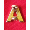RHODESIA - BSAP GOLD ANODISED "A" RESERVE BADGE, AS WORN WITH COLLAR BADGE - UDI PERIOD