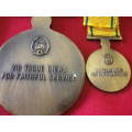 SA PRISONS - 10 YEAR FAITHFUL SERVICE  FULL SIZED  MEDAL + MINIATURE  - BRONZE   (4785)