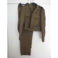 SADF - COMBAT KHAKI BUNNY JACKET + TROUSERS 1970`S  - INSCRIBED - NOTE HOLES IN TROUSERS     (4856)