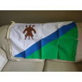 LESOTHO STORM FLAG 90x60CM - 1989 - 2nd VERSION 1987-2006 - HAS DAMAGE SEE PICS             (6081)