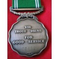 SADF -GOOD SERVICE MEDAL SILVER FULL SIZE - 20 YRS - NUMBERED  UNRESEARCHED 1st RIBBON DESIGN (4973)