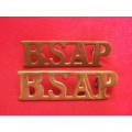 RHODESIA BSAP - EARLY PAIR BRASS SHOULDER TITLES - STAMPED DOWLER & SON    (8204)