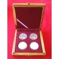 4 X SILVER 1 OZ KRUGERRANDS ALL 2021 - ENCAPSULATED, UNCIRCULATED  IN ROSEWOOD BOX (8515)