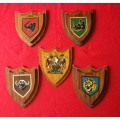 RHODESIAN - PERIOD SET BRIGADE PLAQUES - HAND MADE AND PAINTED - MINOR DAMAGE  SIZES 15.7x19cm(8586)