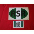 RHODESIA - 2 X REPLICA FLAG + CAR STICKERS -SIZES :-  RSR 20 X 12 cm  -FLAG 10cm X 6.5cm      (8596)