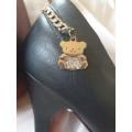 Black High Heel Court Shoes with Cute Diamante Bear Charms / Brand: Chunsen / Size: 40 (6.5)