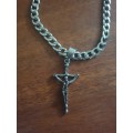 Stainless steel chain with stainless steel Jesus on the crucifix cross pendant / Bargain bid!