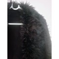 Stunning warm black shawl with fur collar and tassels